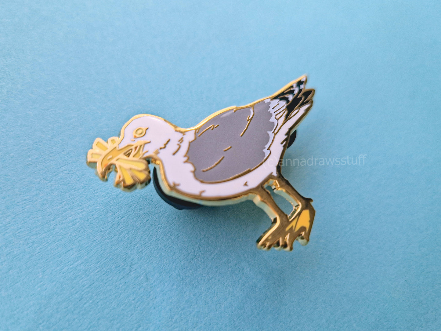 Seagull With Fries - Hard Enamel Pin - Extrashvaganza