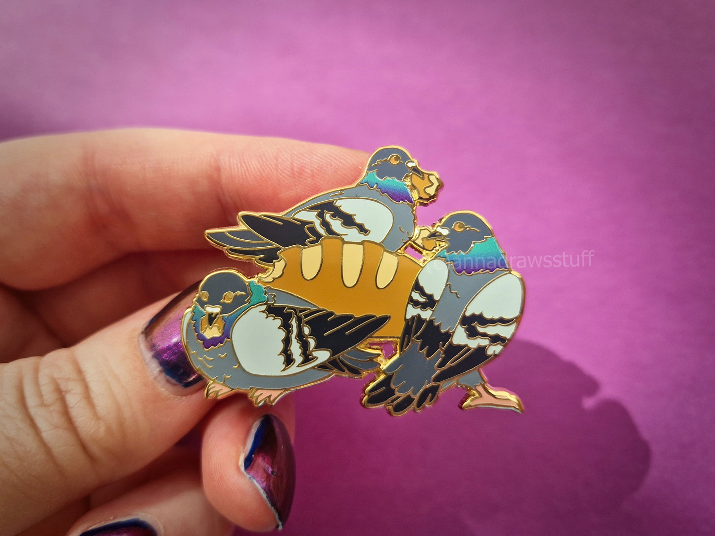 Pigeons With Bread Pin - Hard Enamel Pin - Extrashvaganza