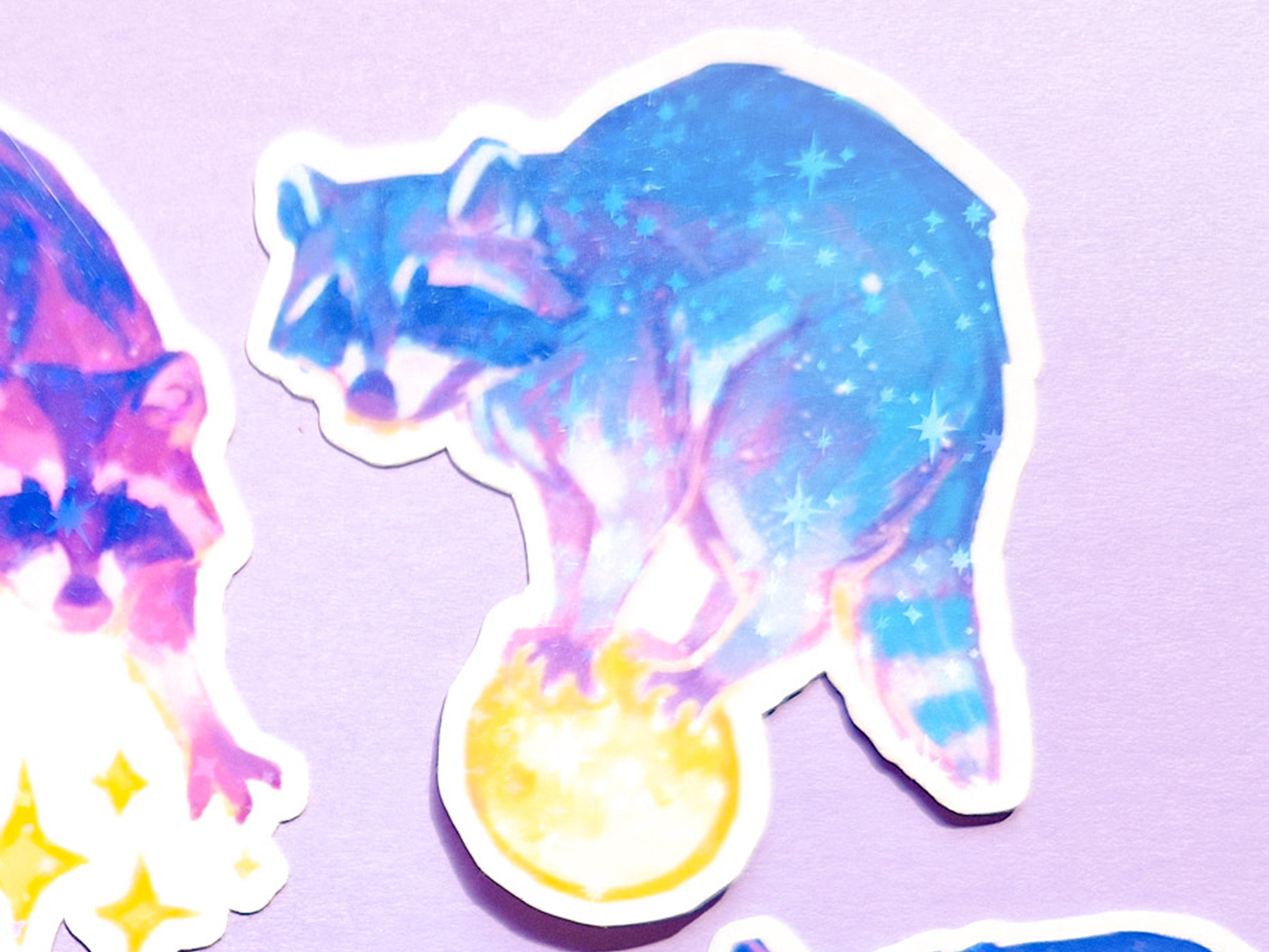 Moon Raccoon Stickers (Separate) - Waterproof Vinyl Stickers