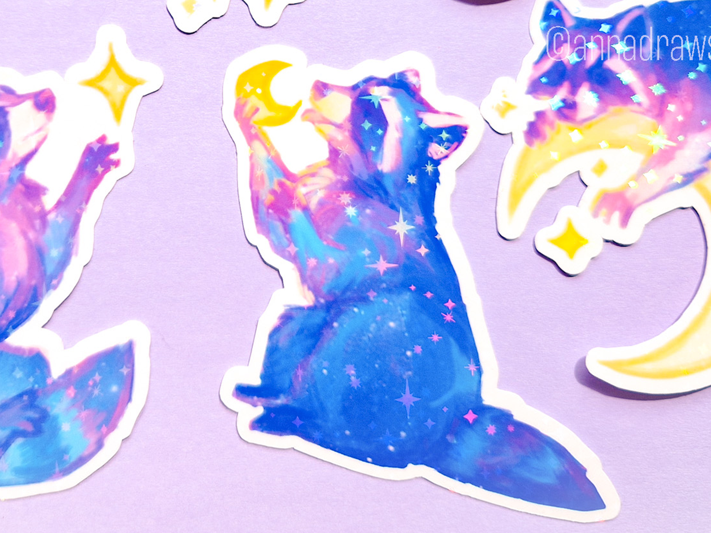 Moon Raccoon Stickers (Separate) - Waterproof Vinyl Stickers