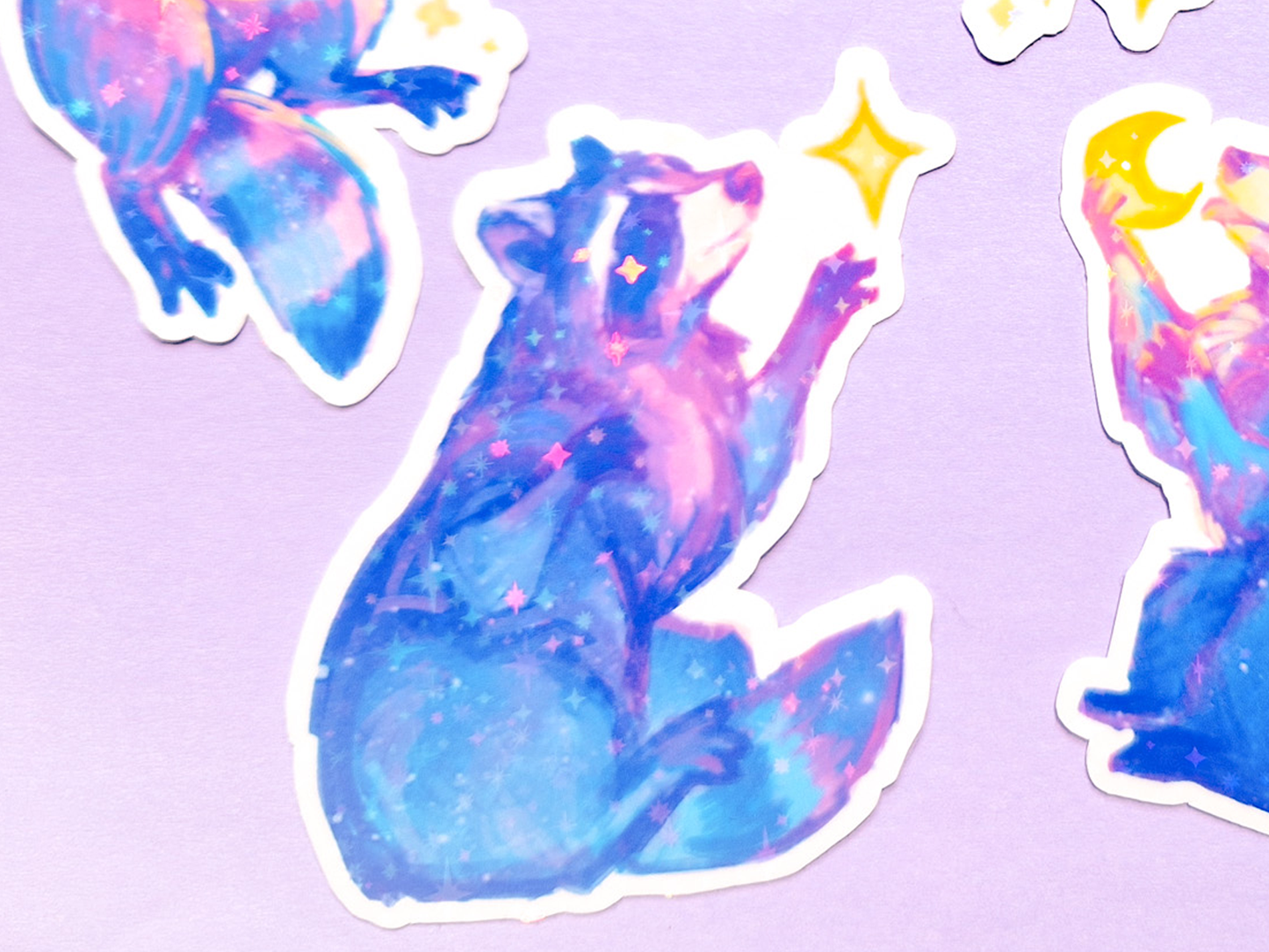 Moon Raccoon Stickers (Separate) - Waterproof Vinyl Stickers
