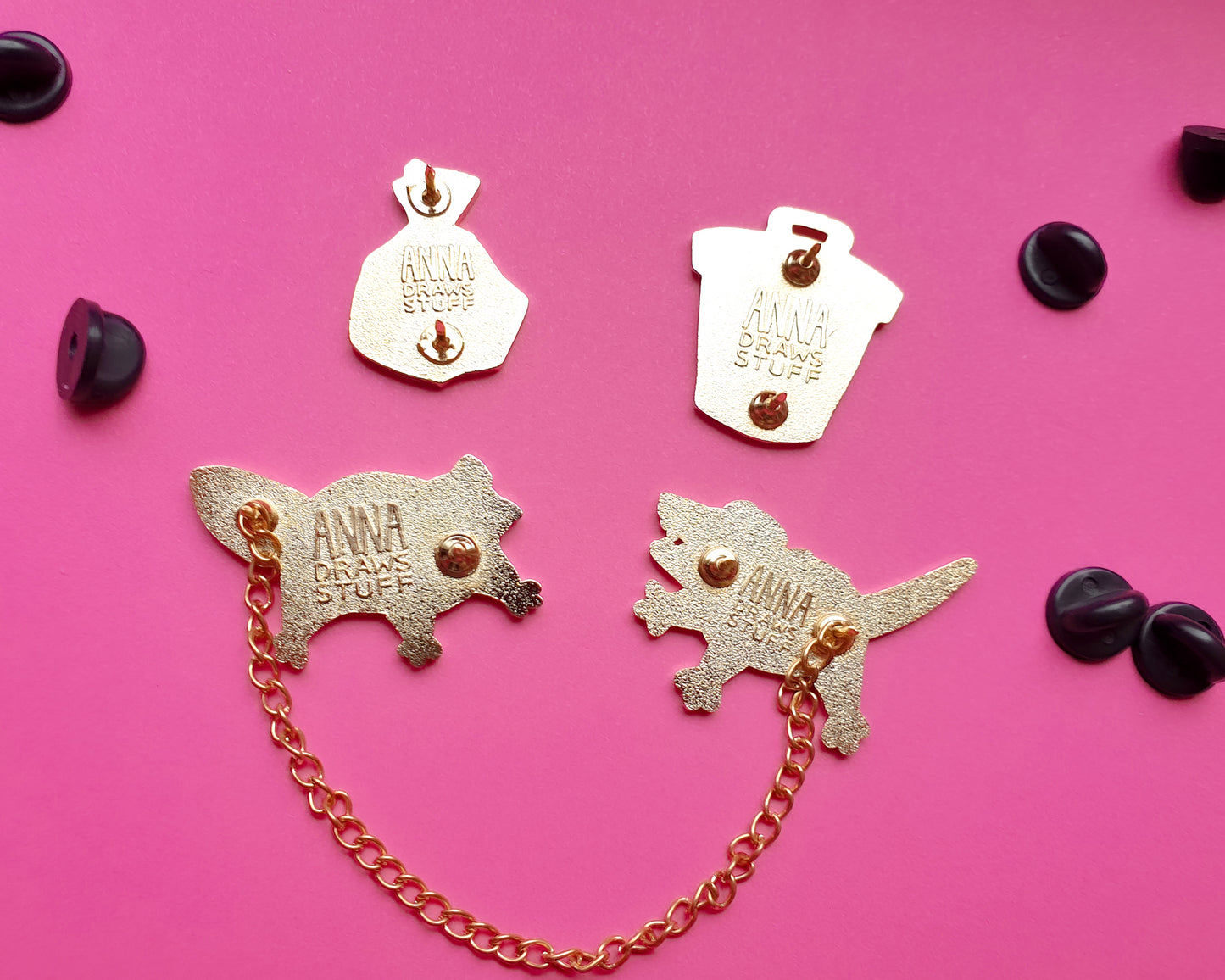 Raccoon + Opossum collar sets - Hard Enamel Pin - Trash Dwellers