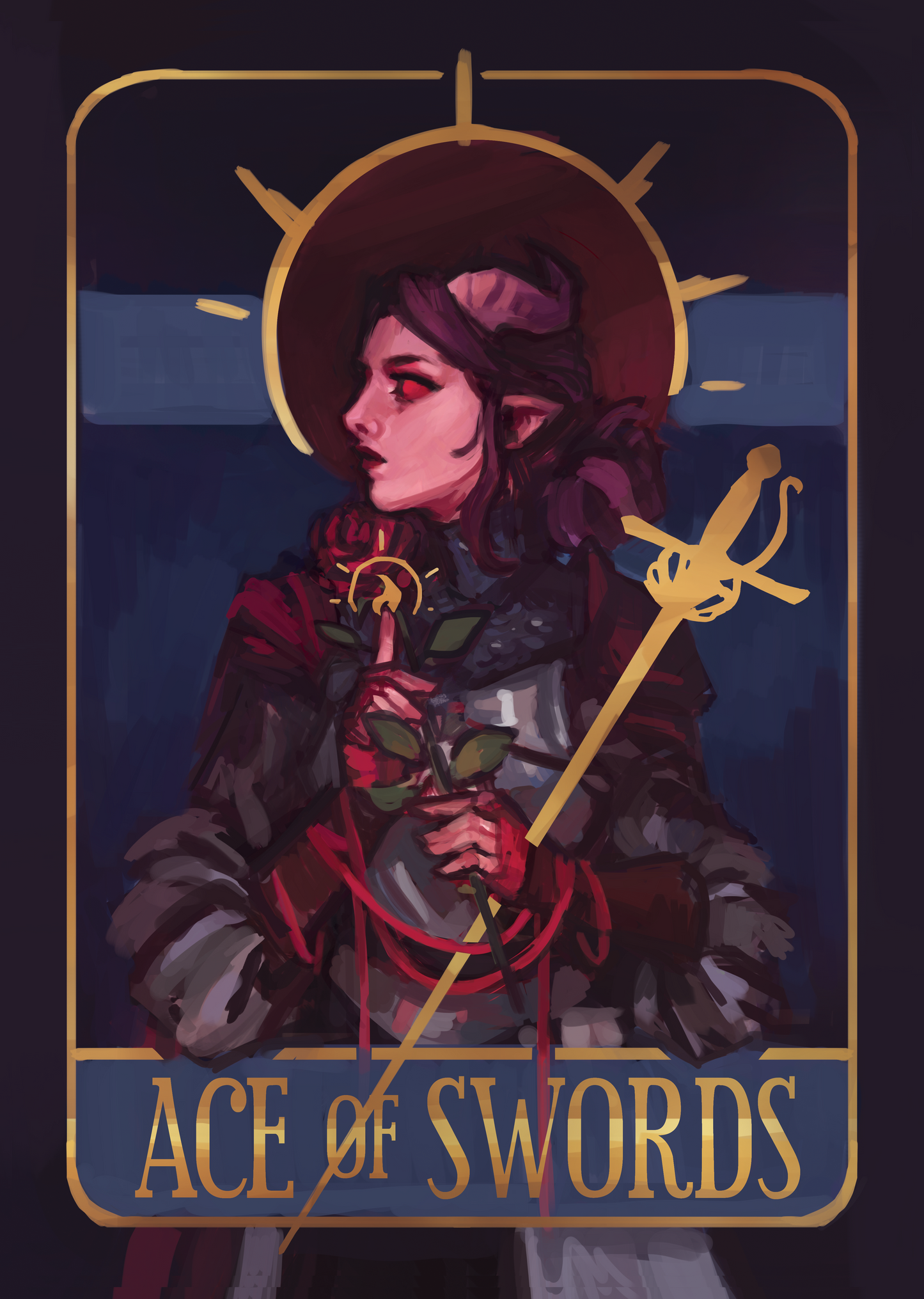 Ace Of Swords - A4 Gold Foil Print