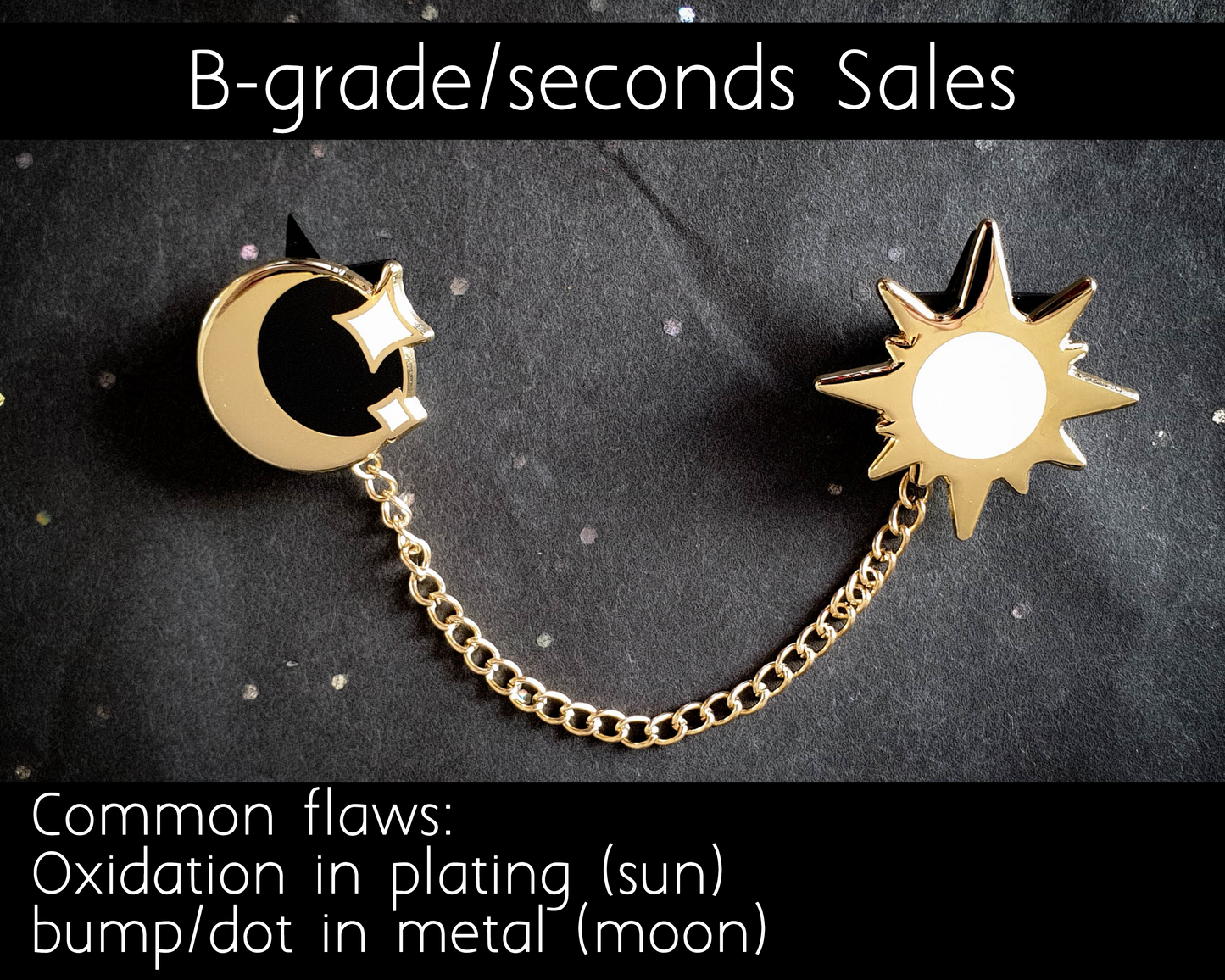 Sun And Moon Collar Pins - Hard Enamel Pin Set - Star-crossed Lovers (Collaboration by Astermorn and Annadrawsstuff)