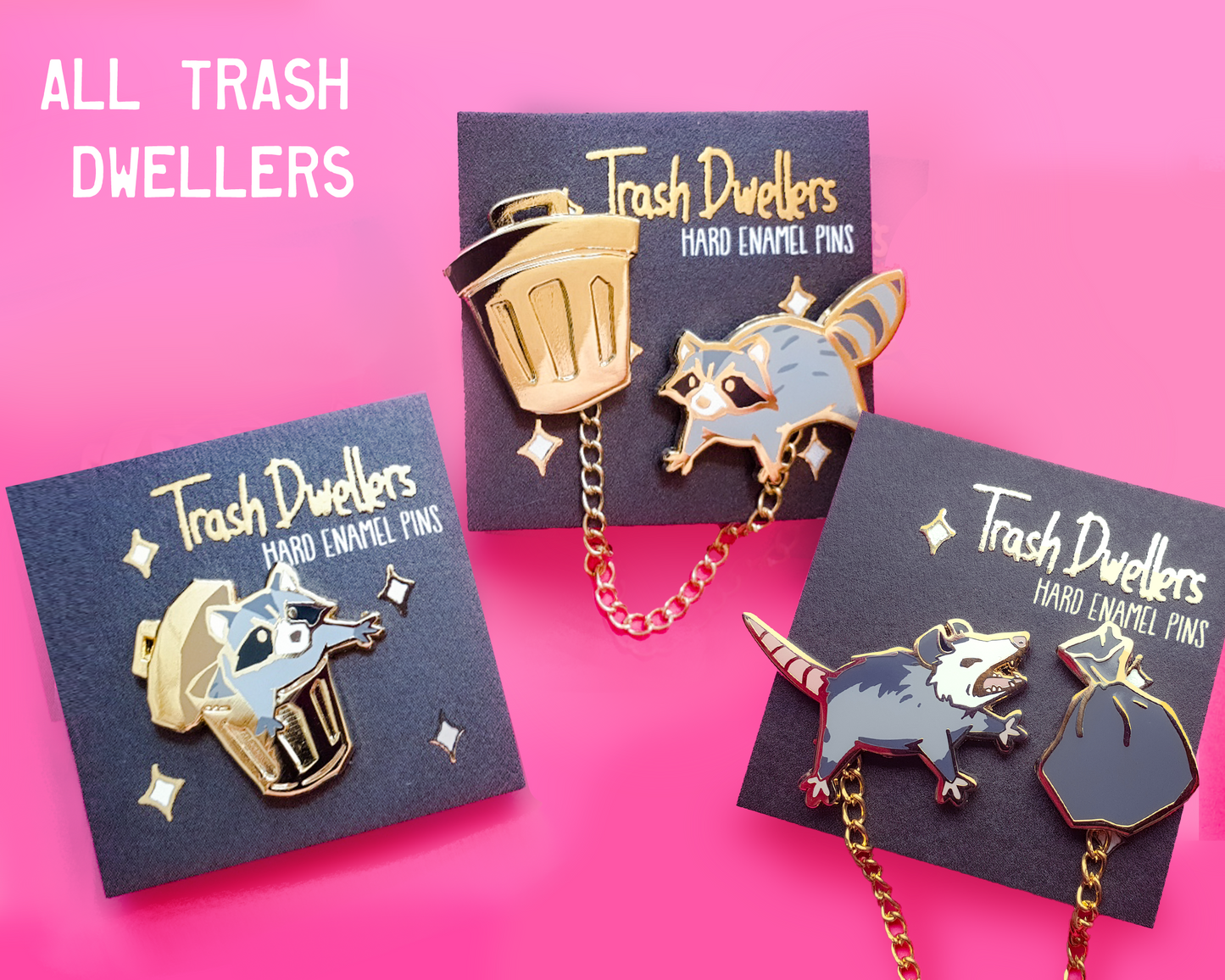 Raccoon + Opossum collar sets - Hard Enamel Pin - Trash Dwellers