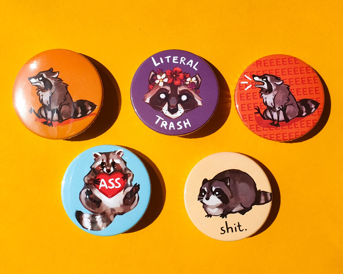 Raccoon Pinback Button Pack