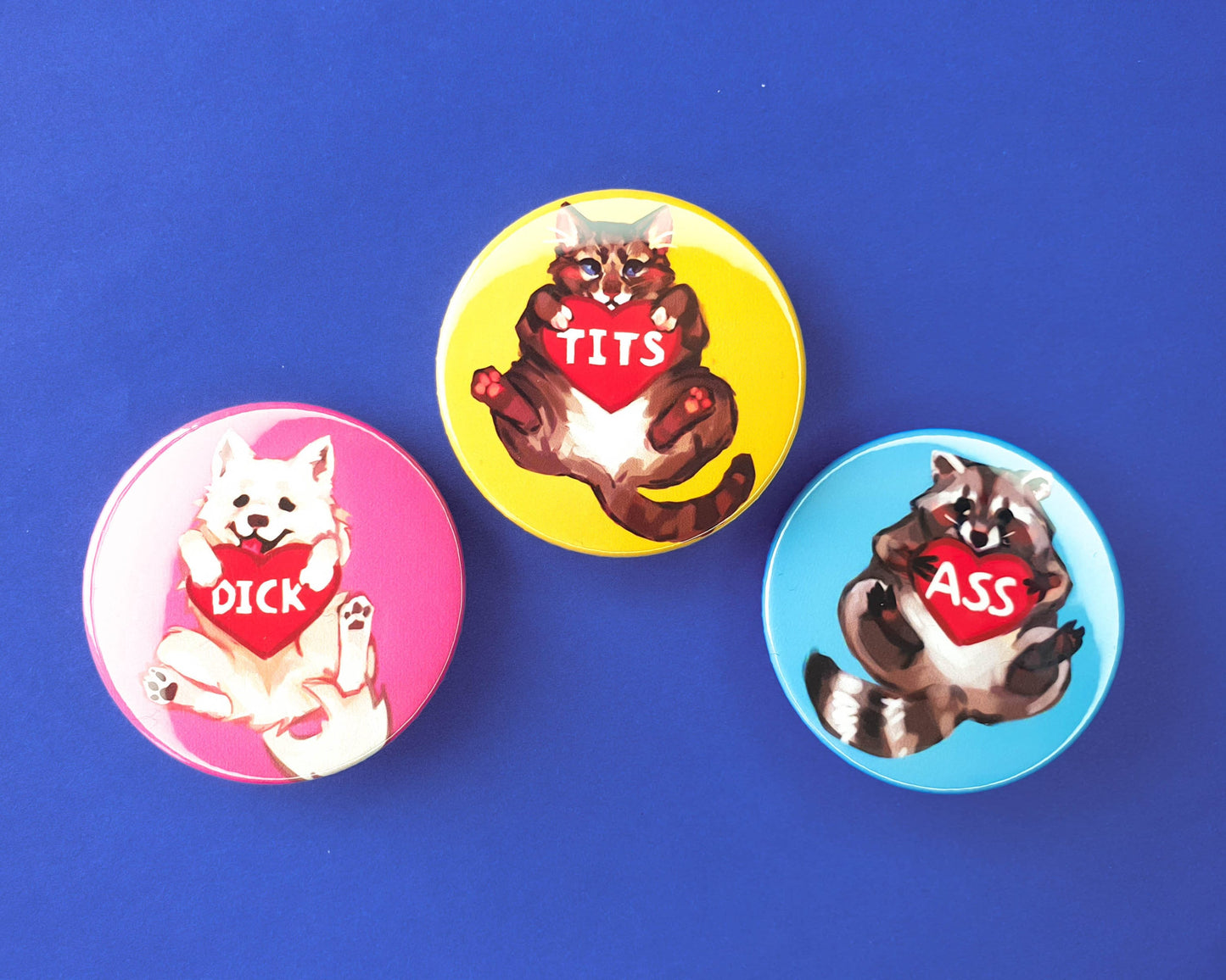 Frisky Animal Pinback buttons