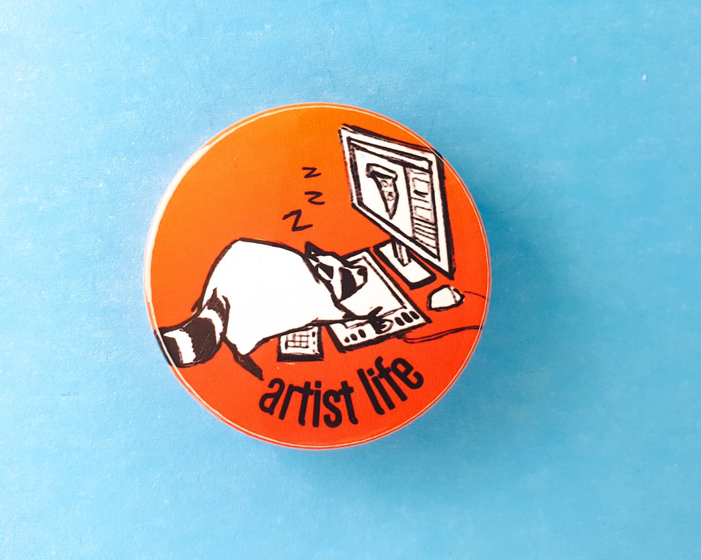 Artist Raccoon Pinback Buttons