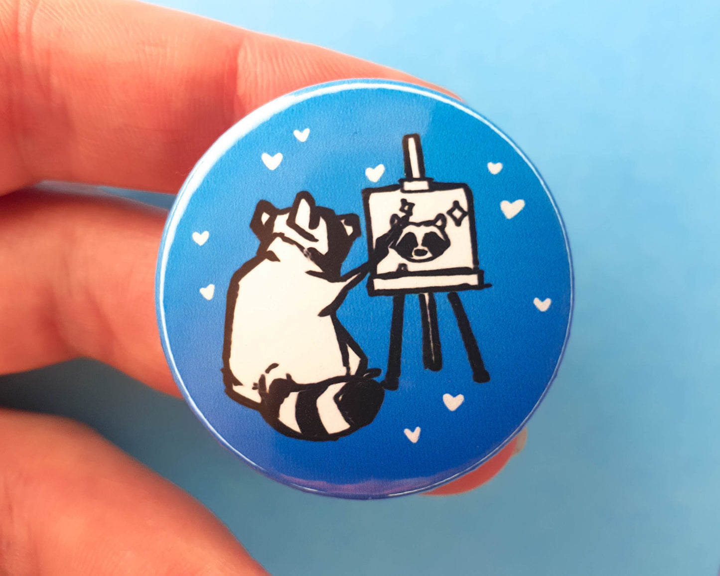 Artist Raccoon Pinback Buttons