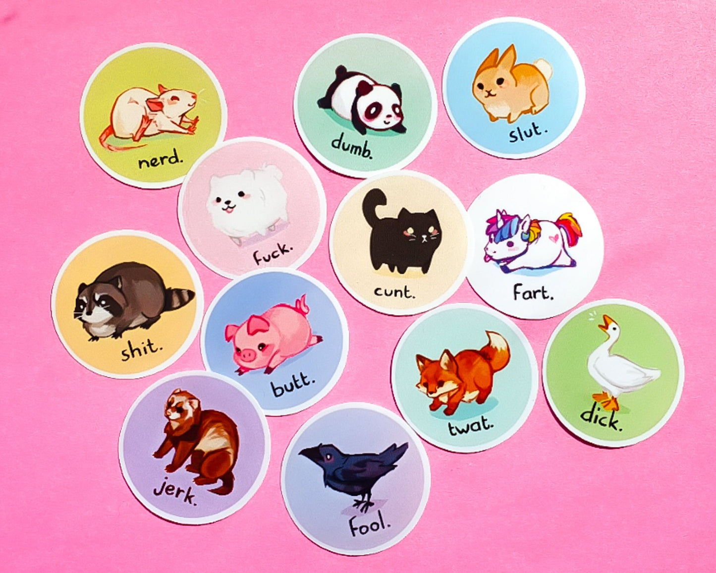Cursing Critters Sticker Pack - 12 Matte Vinyl Stickers
