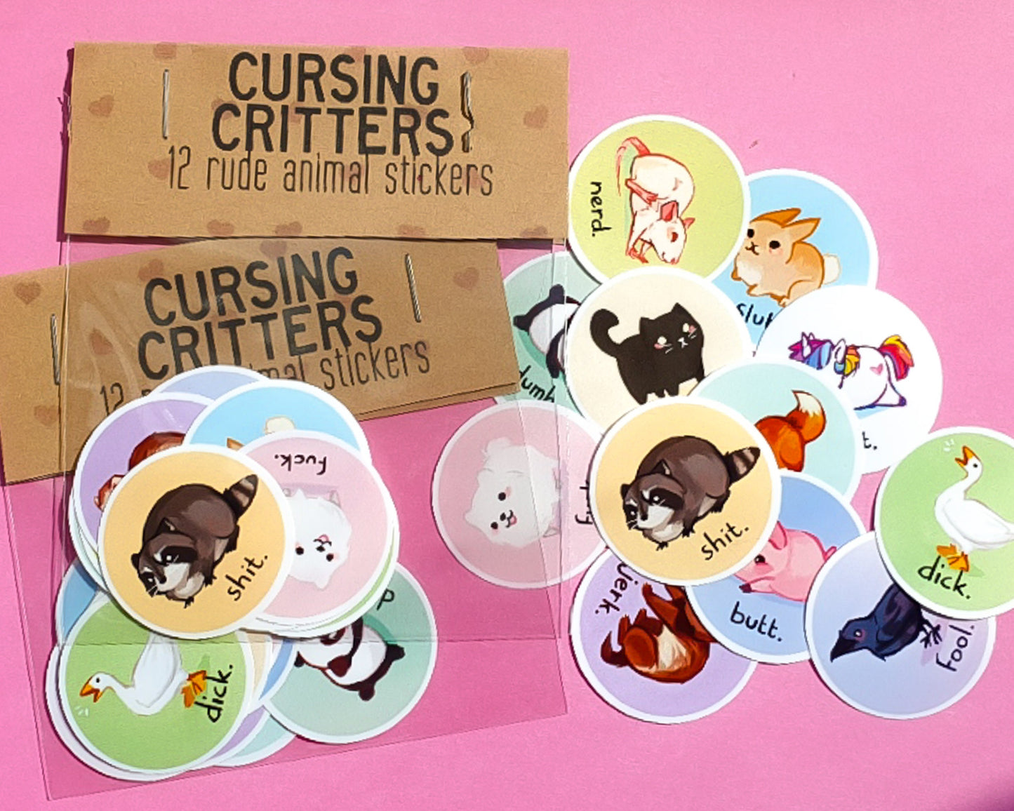 Cursing Critters Sticker Pack - 12 Matte Vinyl Stickers
