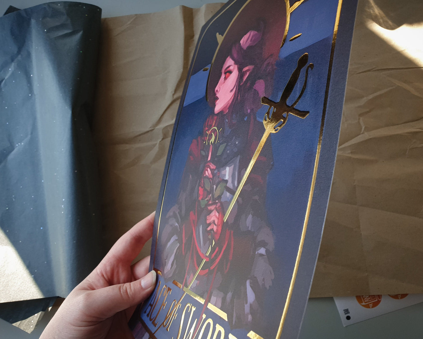 Ace Of Swords - A4 Gold Foil Print