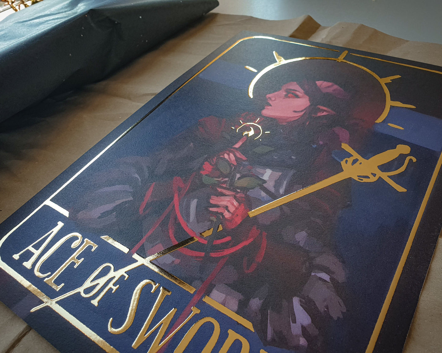 Ace Of Swords - A4 Gold Foil Print