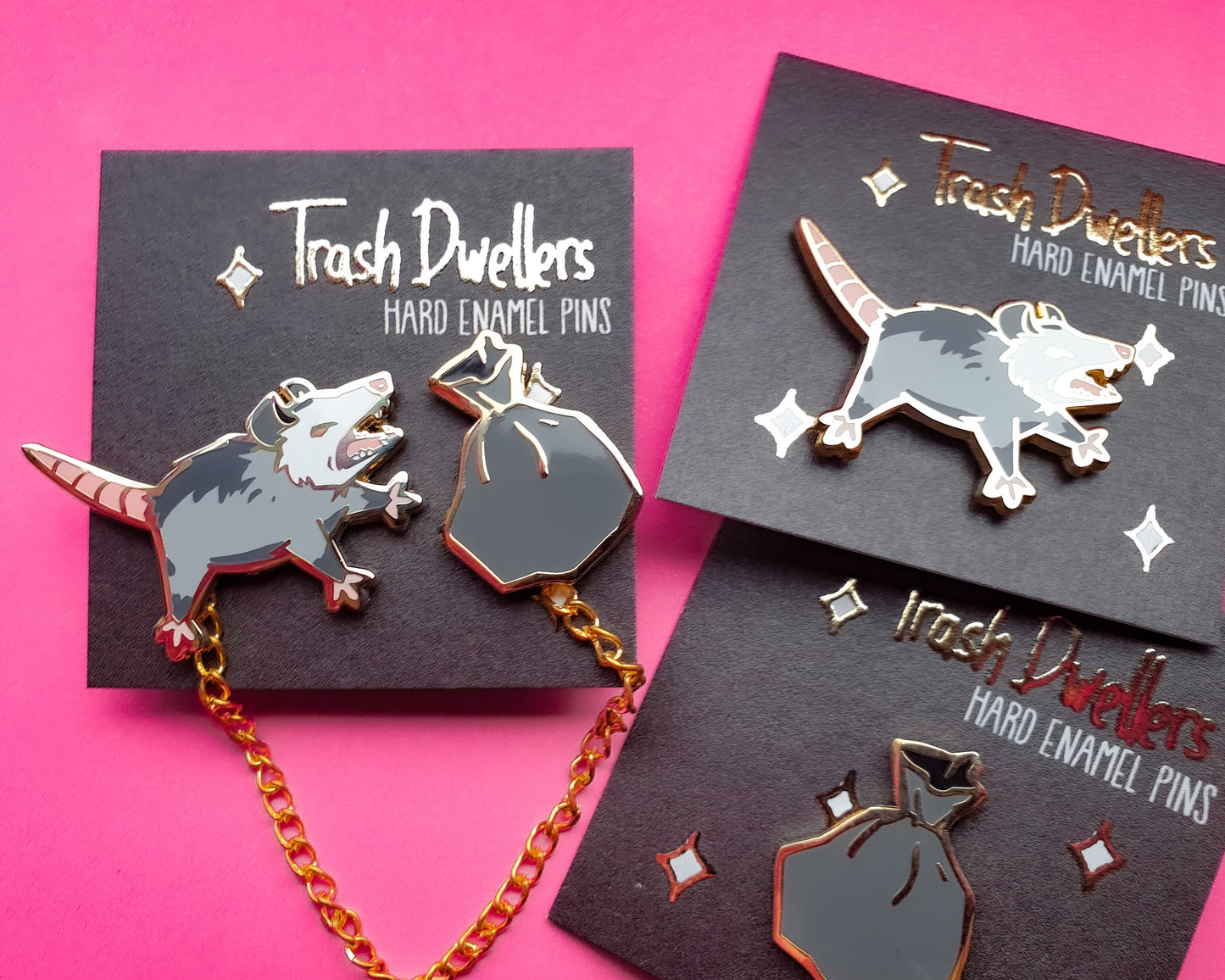 Opossum Collar Set - Hard Enamel Pin - Trash Dwellers