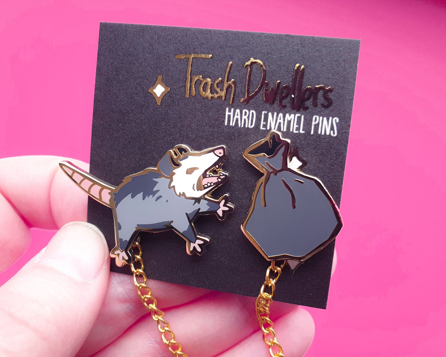 Opossum Collar Set - Hard Enamel Pin - Trash Dwellers