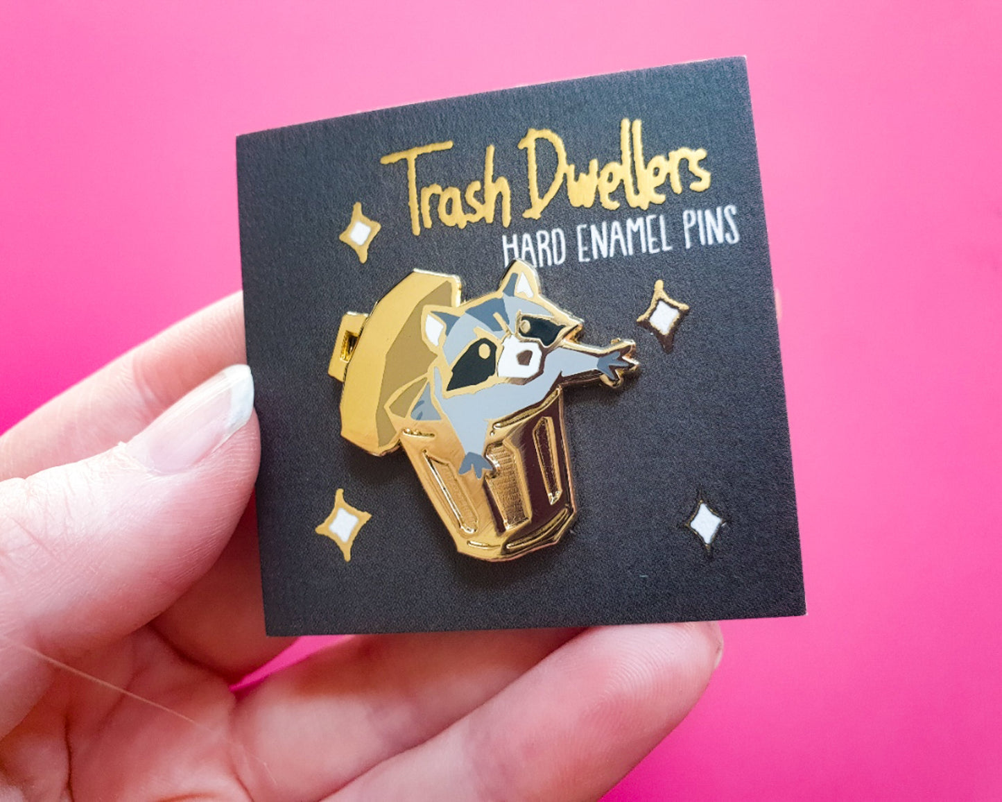 Raccoon In Trashcan + Collar Set - Hard Enamel Pin - Trash Dwellers