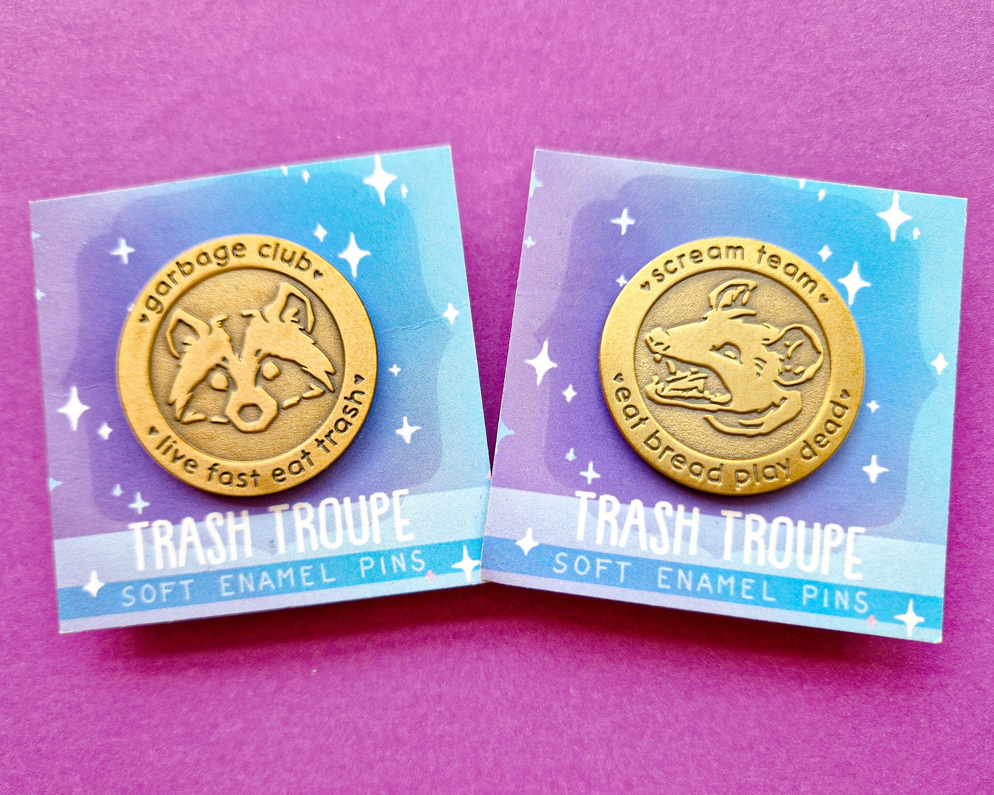 (Gold) Trash Troupe (Both Pins) - Enamel Pins