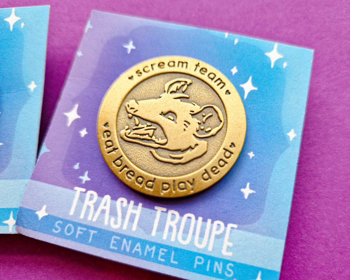 (Gold) Scream Team Opossum  - Enamel Pin - Trash Troupe