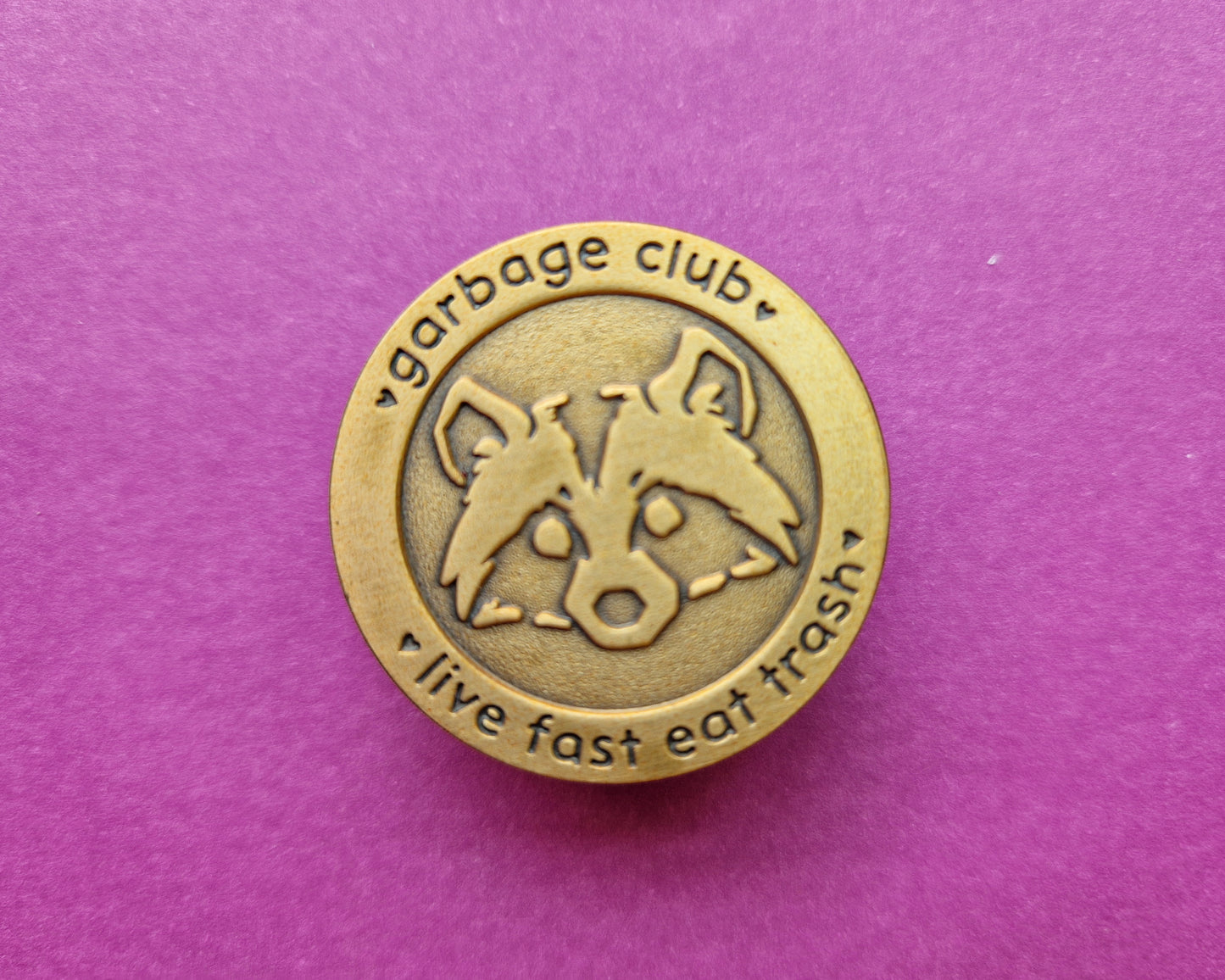 (Gold) Garbage Club Raccoon  - Enamel Pin - Trash Troupe