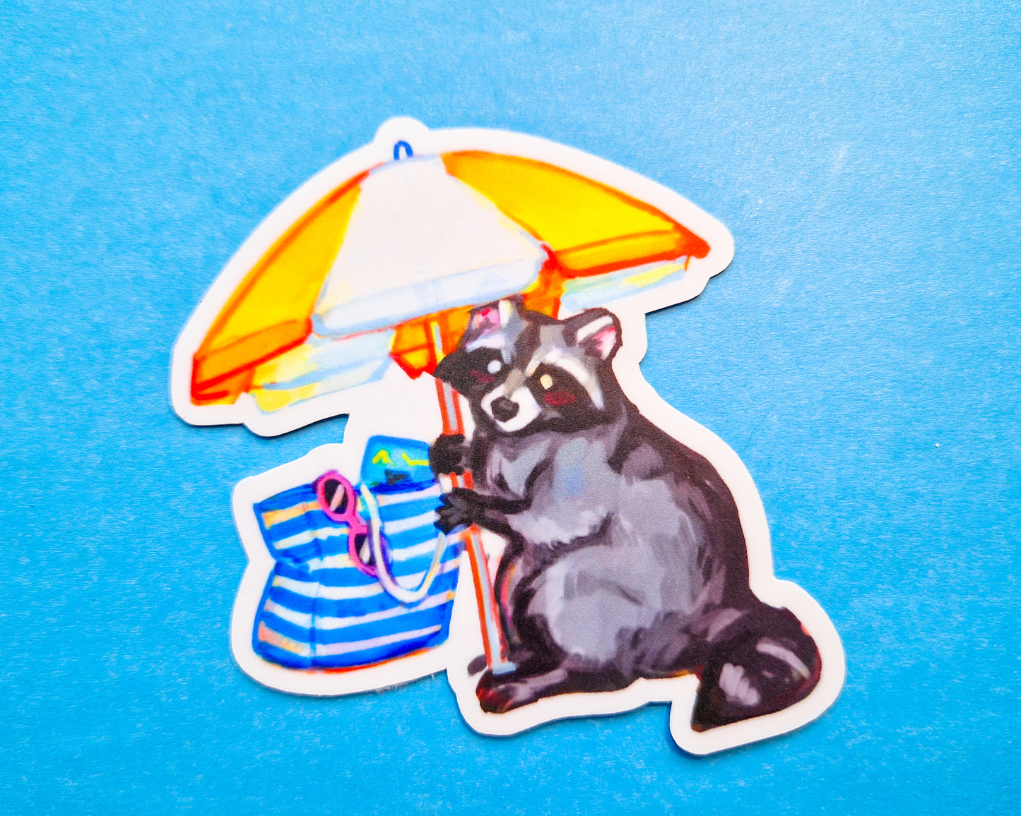 Summer Possum and Beach Raccoon - Weatherproof Vinyl Stickers