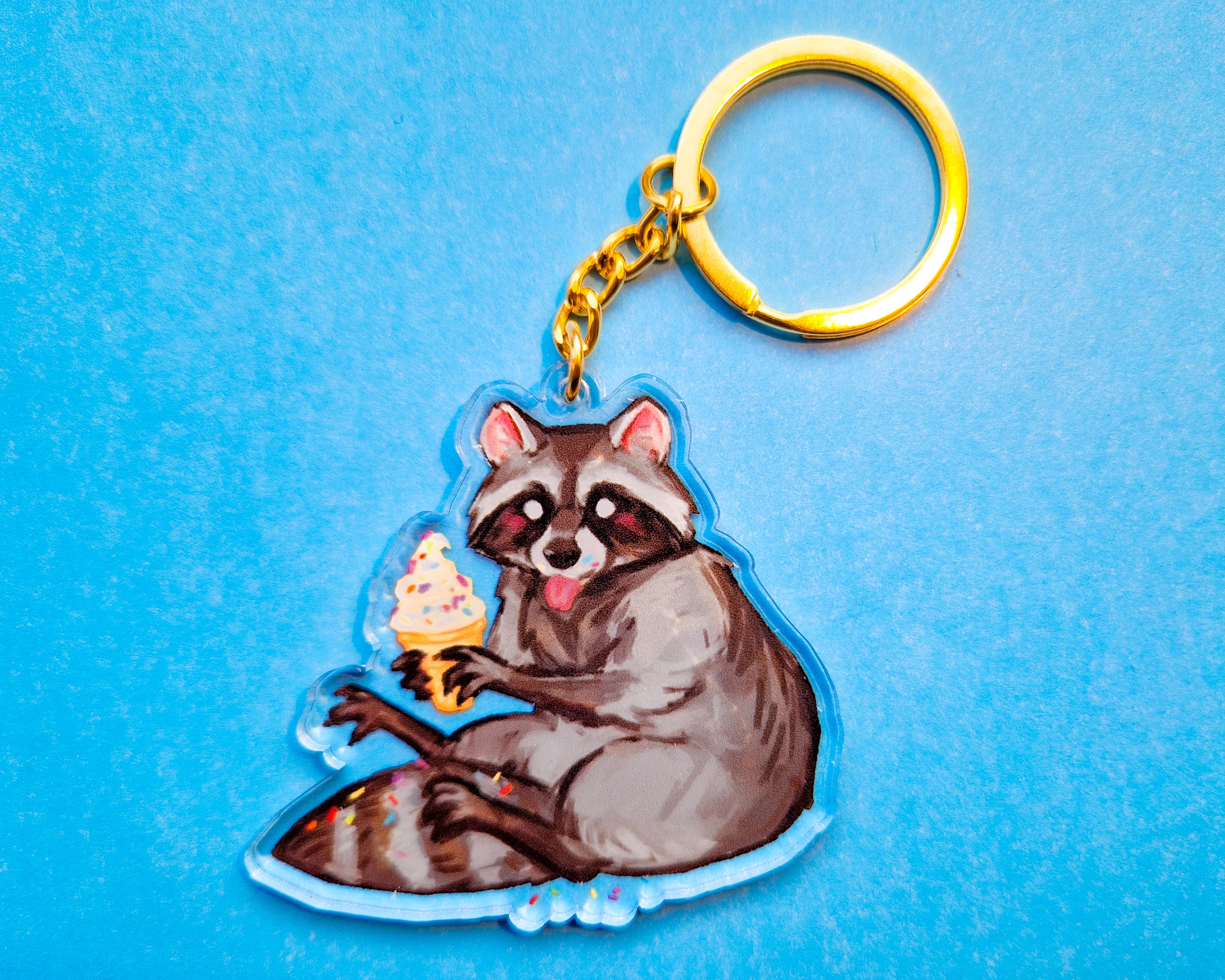 Pvc Raccoon Keychain Ice Cream Raccoon Keychain – annadrawsstuff
