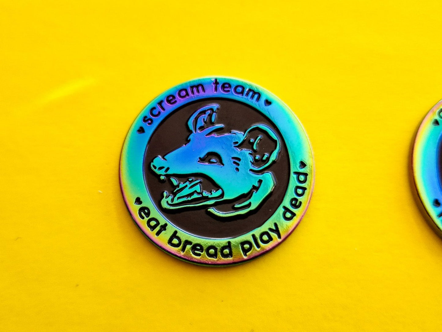 (Rainbow) Scream Team Opossum  - Enamel Pin - Trash Troupe