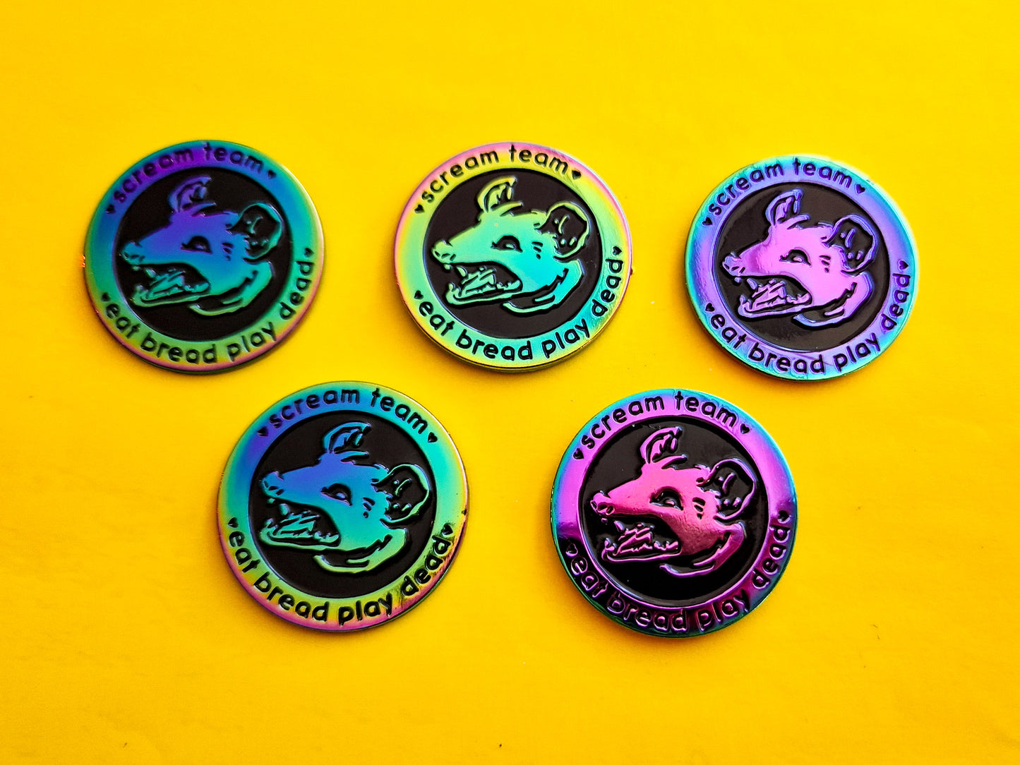 (Rainbow) Scream Team Opossum  - Enamel Pin - Trash Troupe