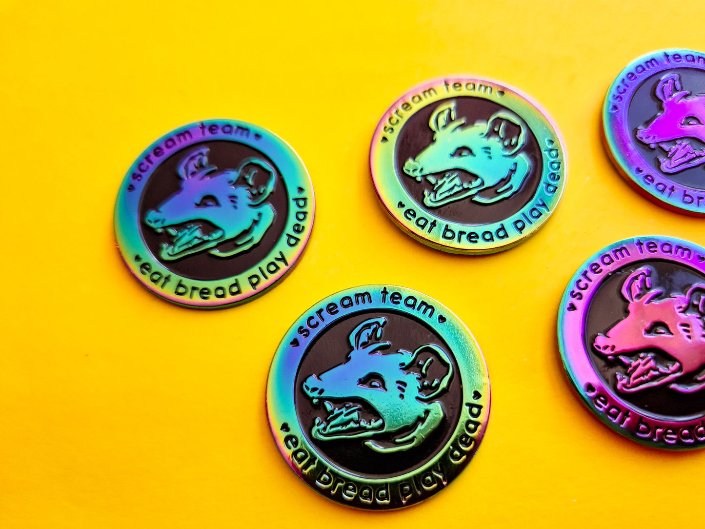 (Rainbow) Scream Team Opossum  - Enamel Pin - Trash Troupe