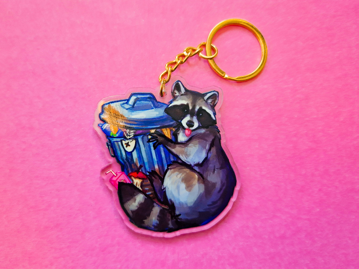 Trashcan Raccoon Keychain