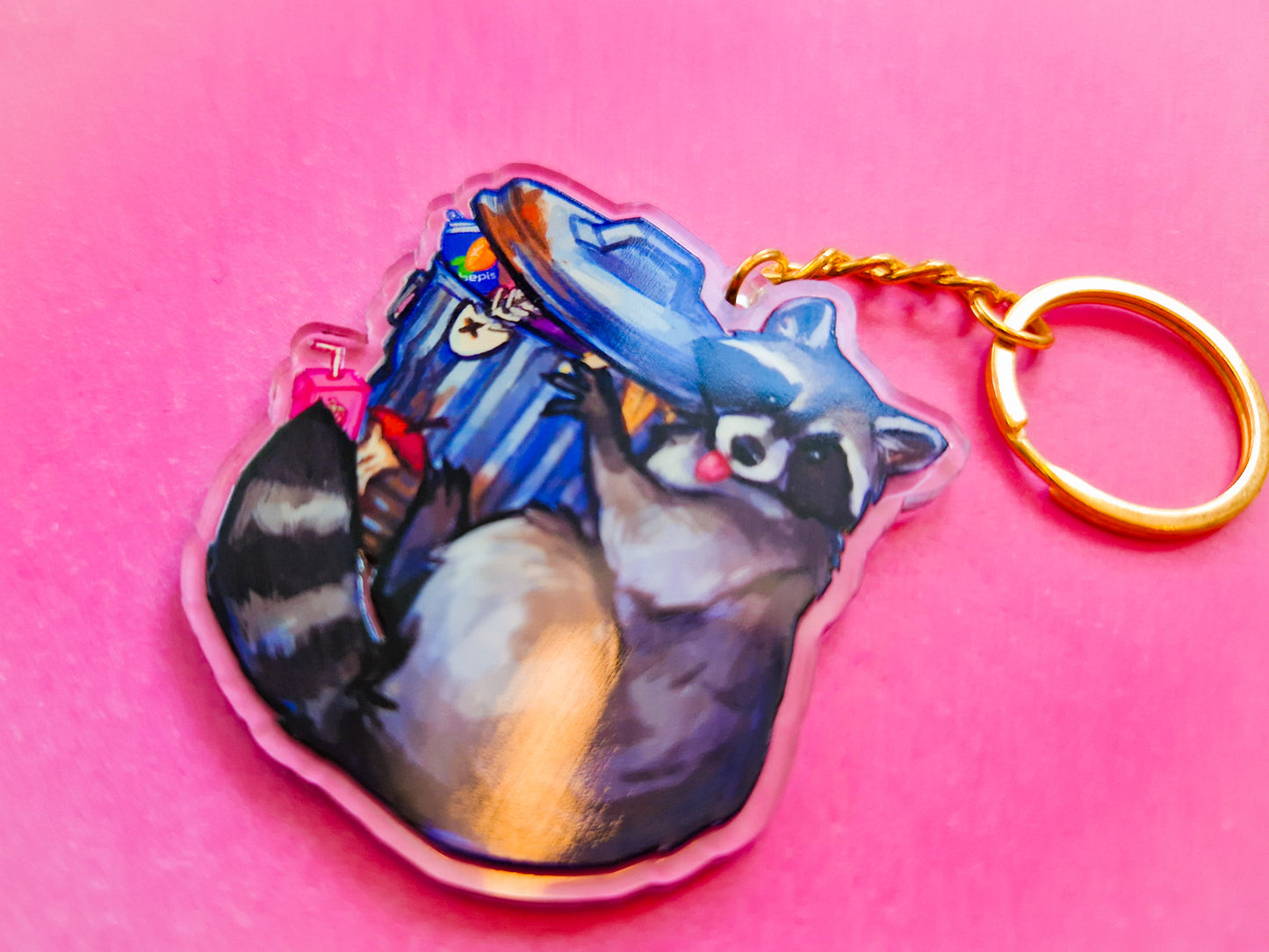 Trashcan Raccoon Keychain