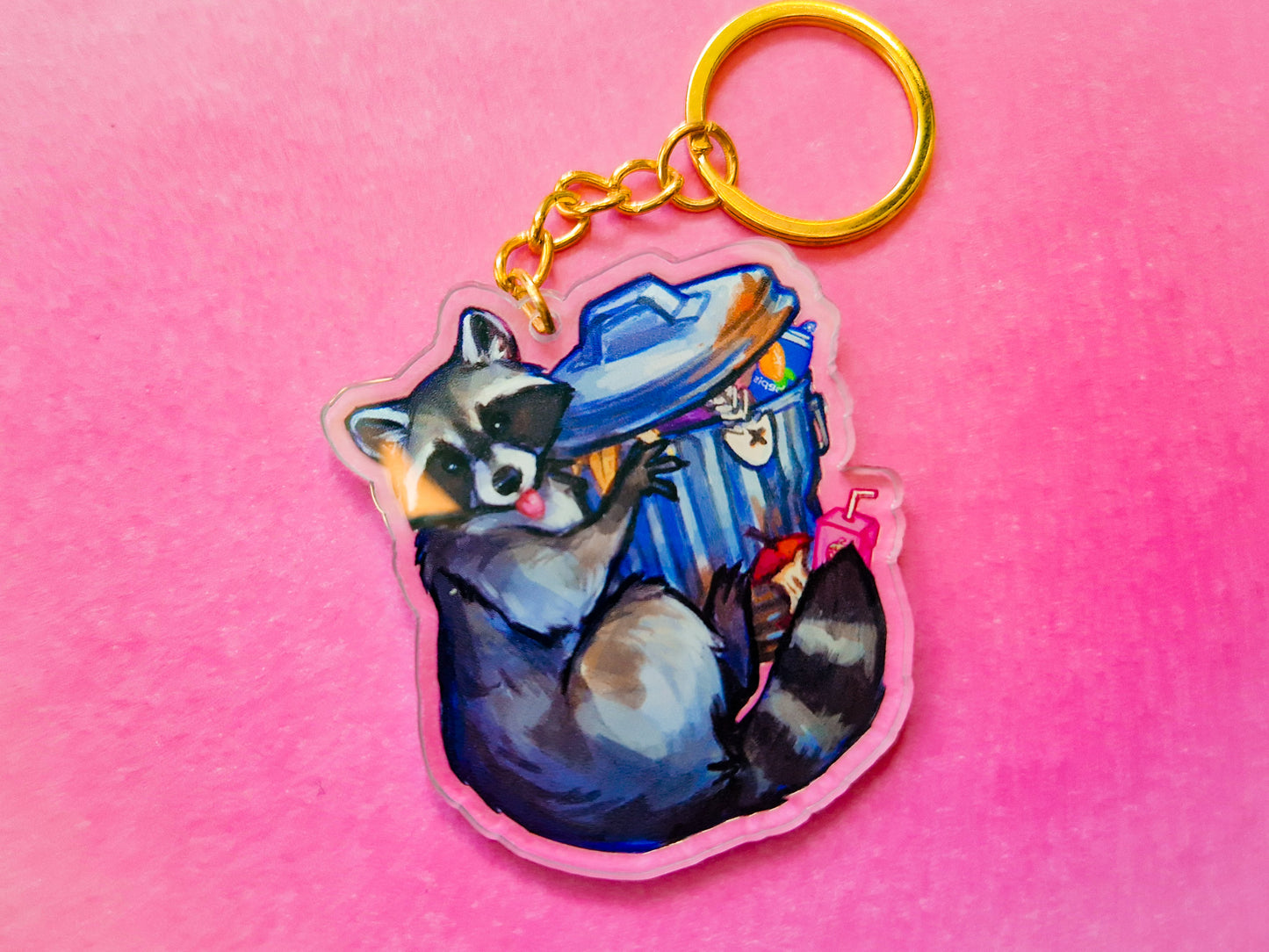 Trashcan Raccoon Keychain