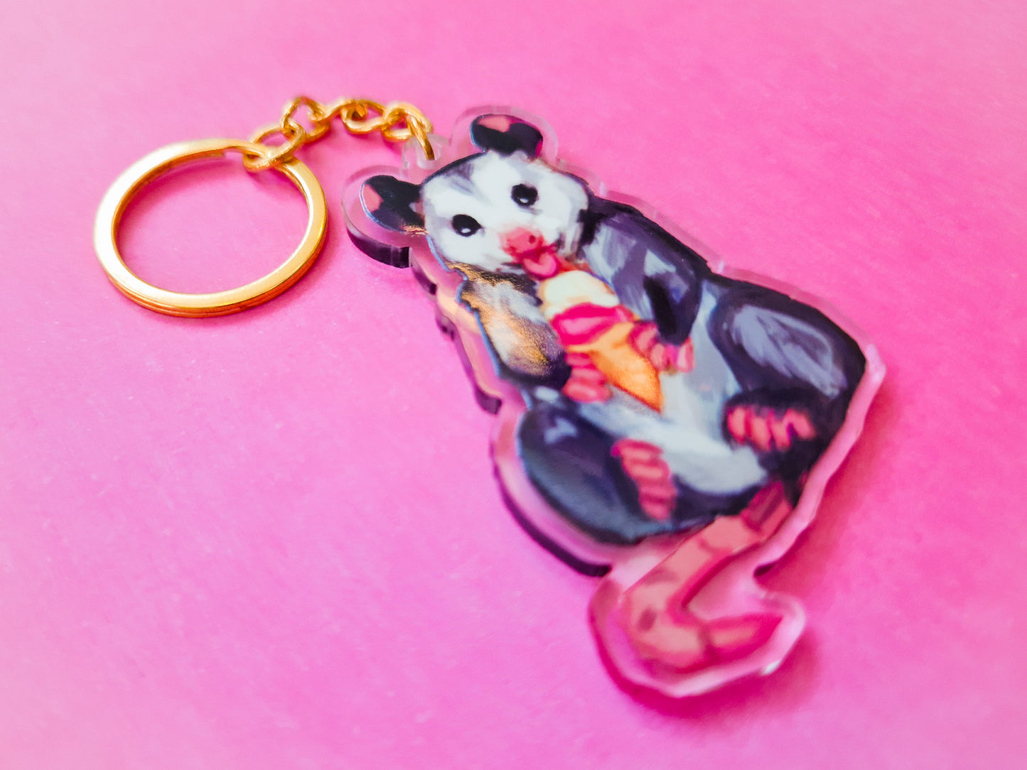 Ice Cream Possum Keychain