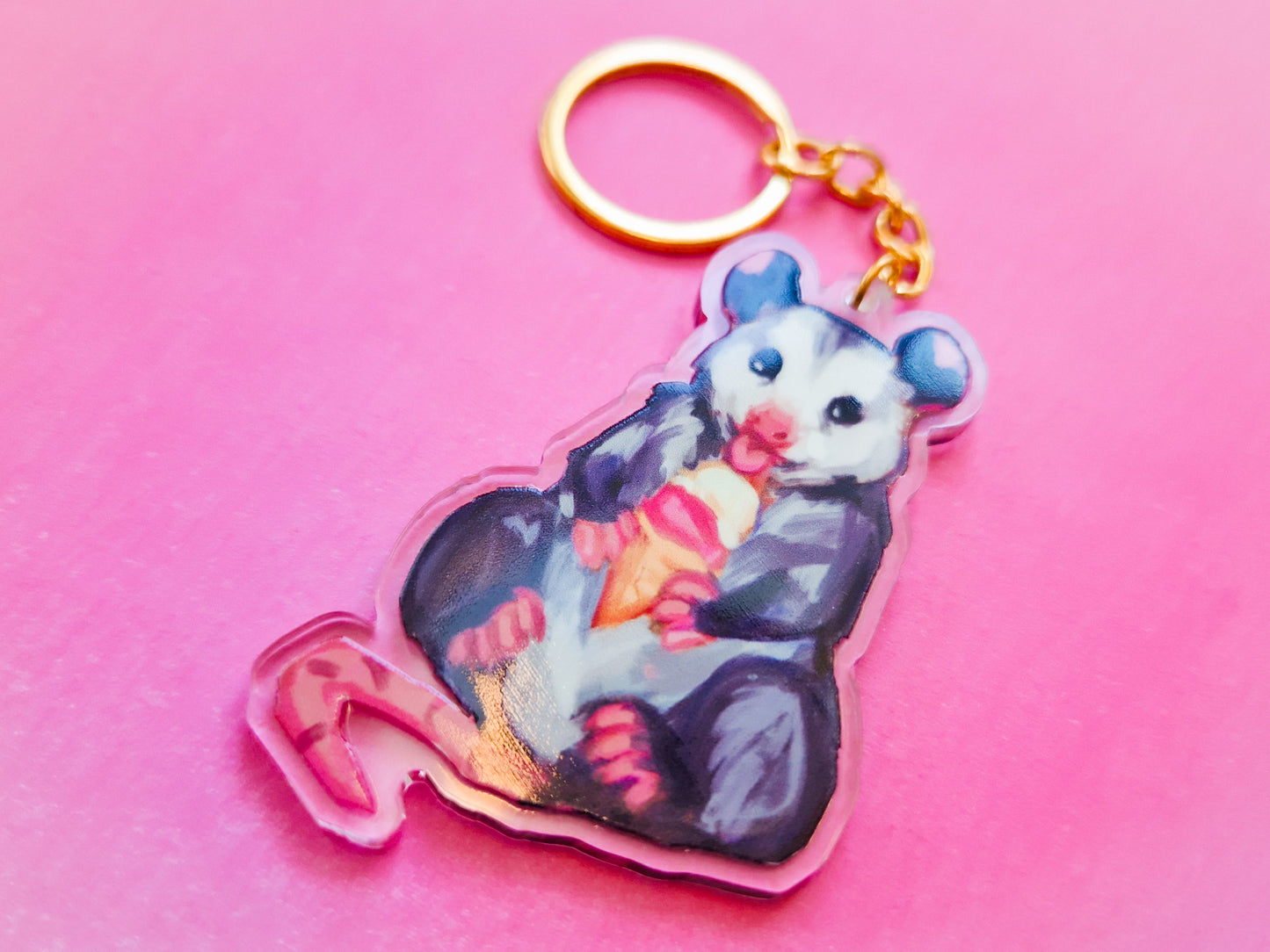 Ice Cream Possum Keychain