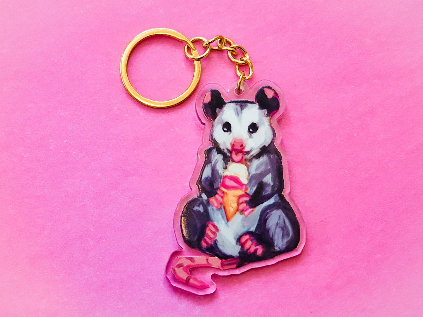 Ice Cream Possum Keychain