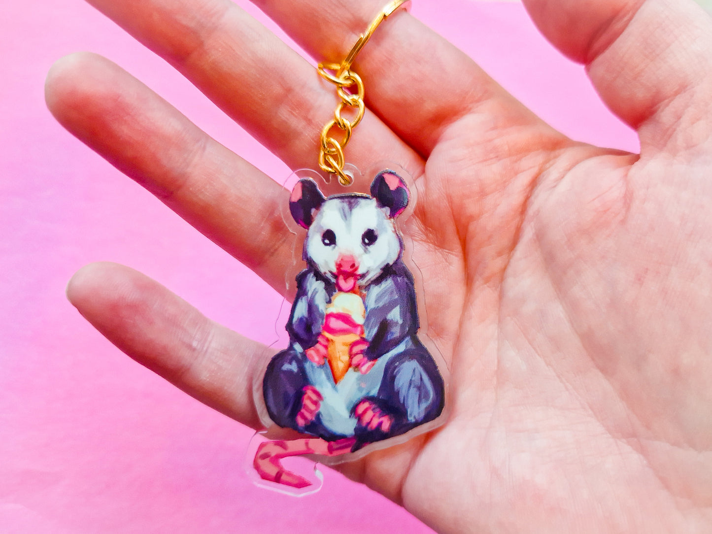 Ice Cream Possum Keychain