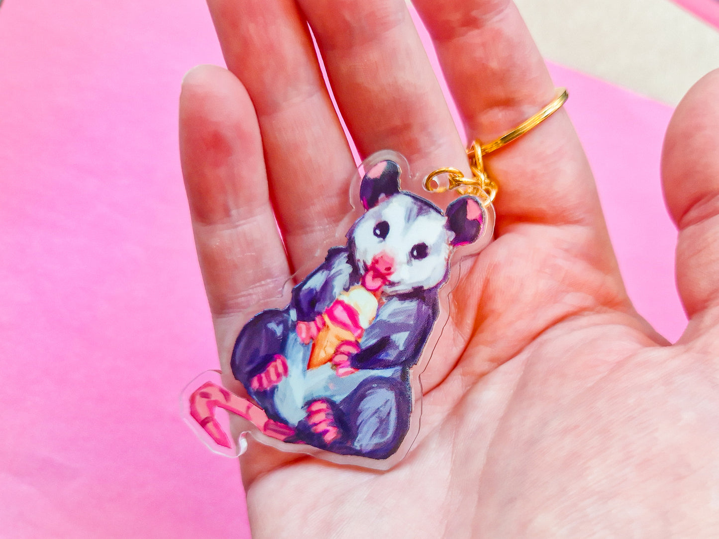 Ice Cream Possum Keychain