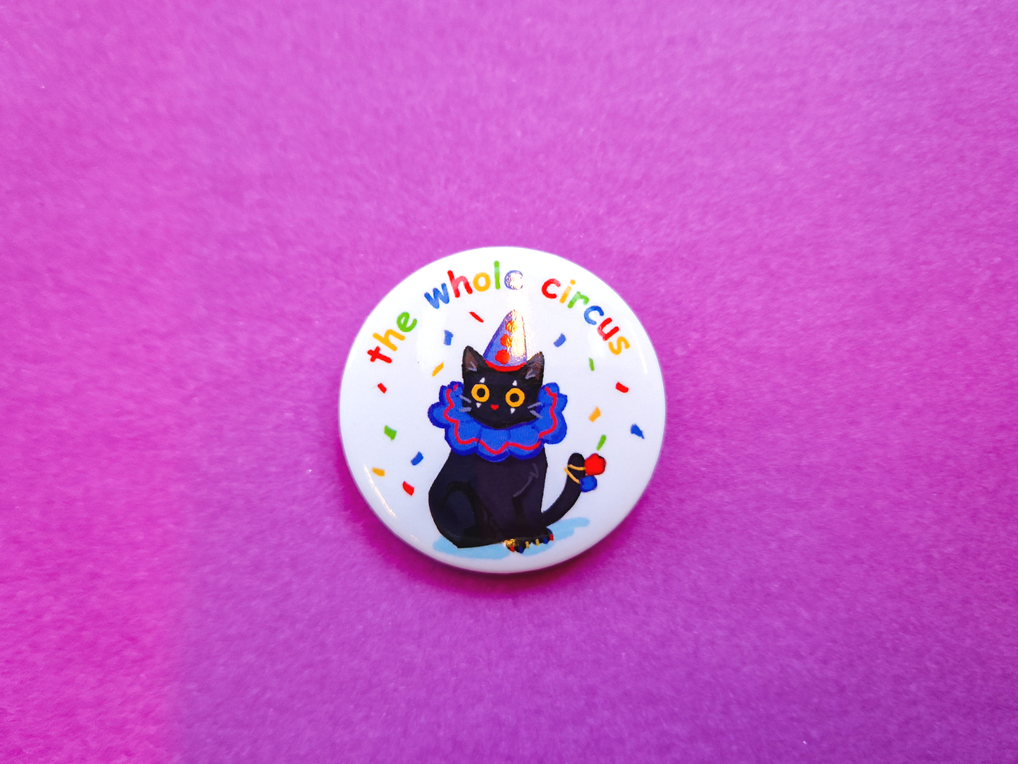 Clown Cat Buttons - Pinback Button Badges