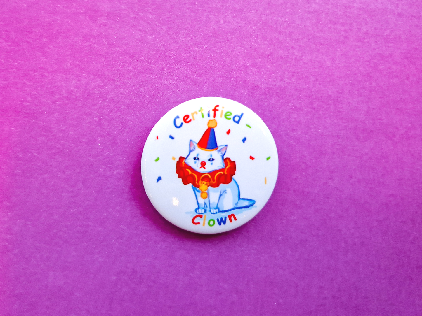 Clown Cat Buttons - Pinback Button Badges