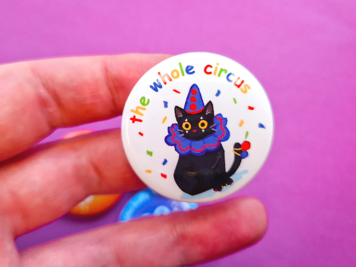 Clown Cat Buttons - Pinback Button Badges