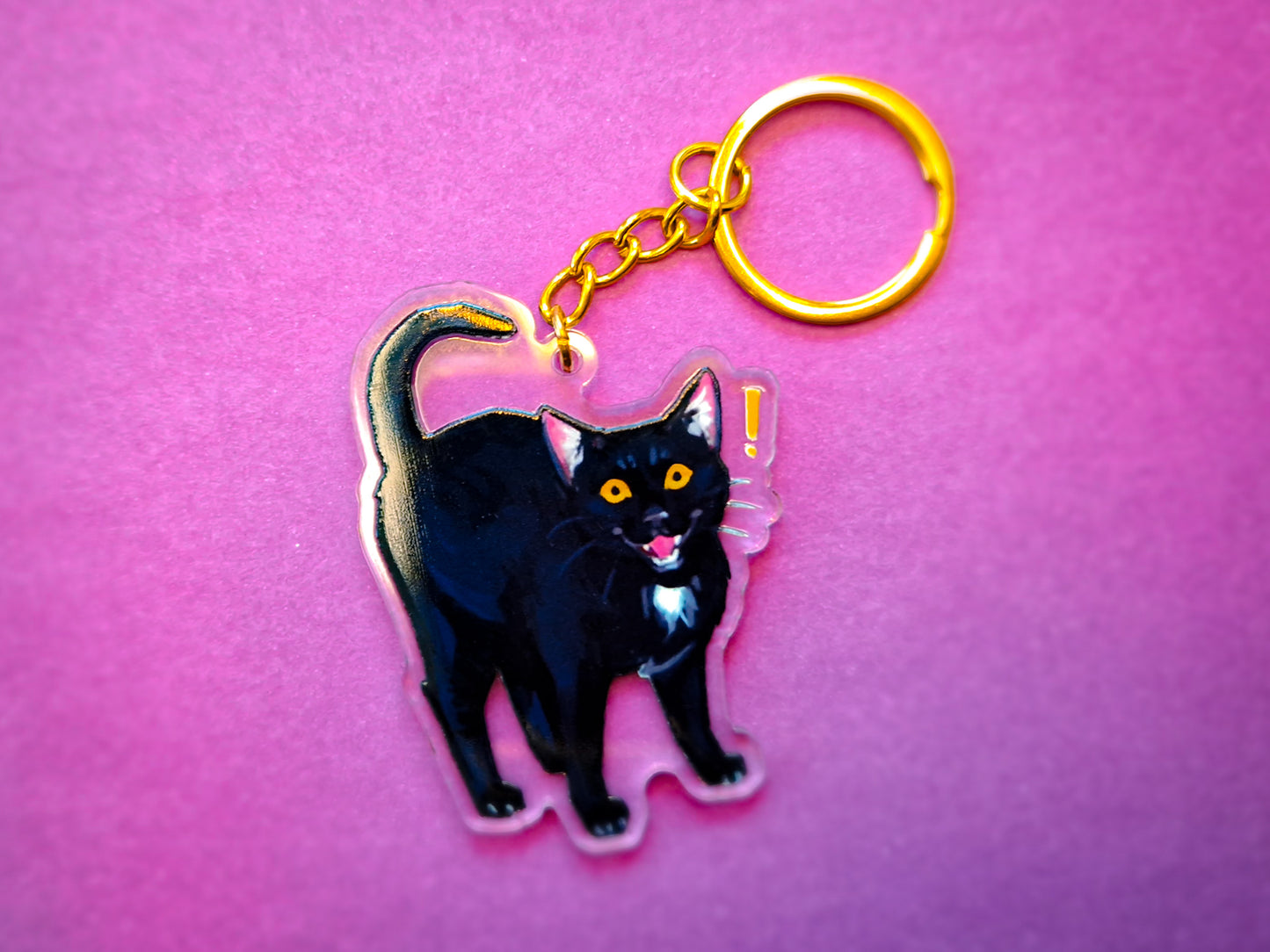 Screaming Black Cat Keychain