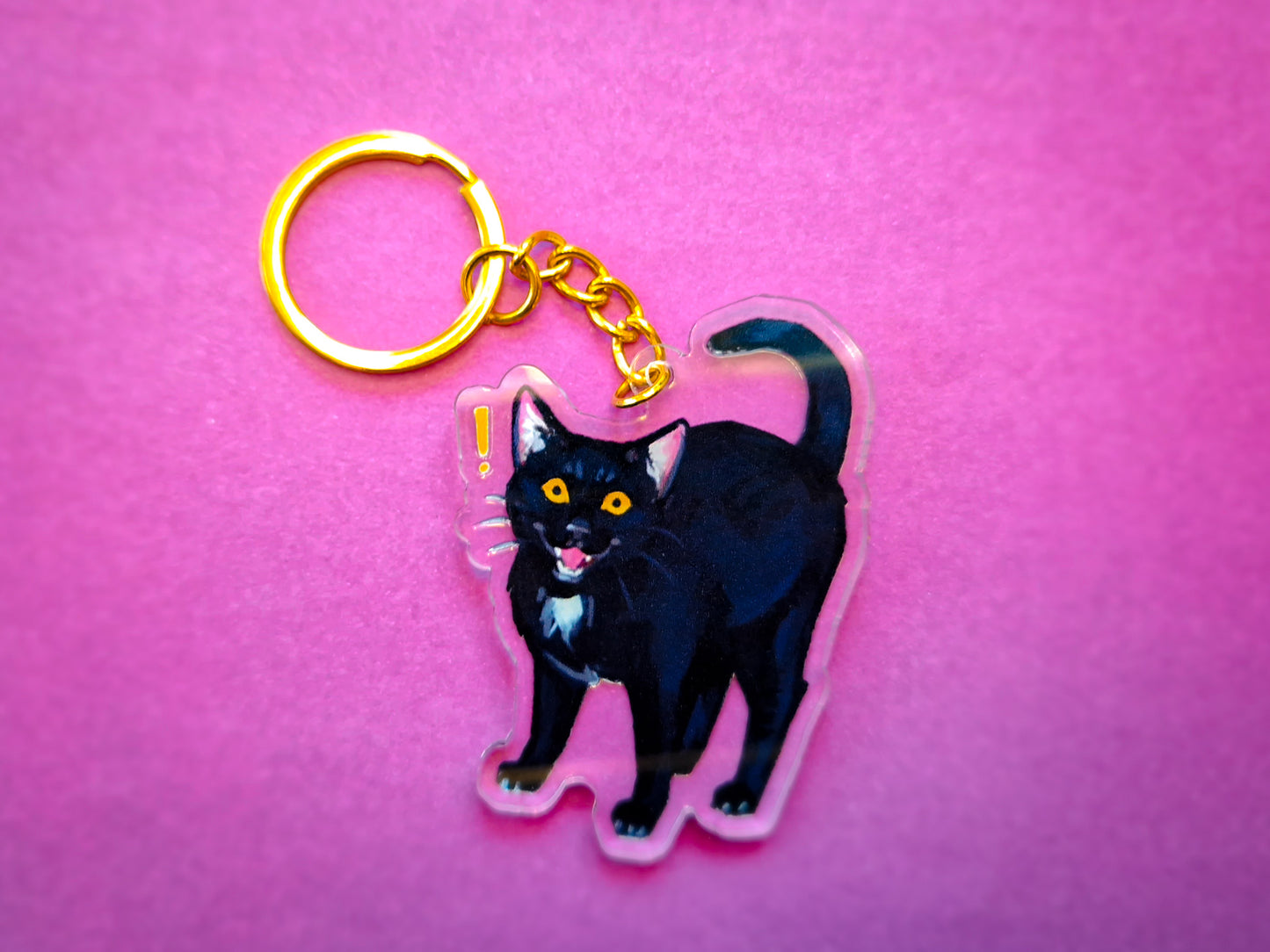 Screaming Black Cat Keychain