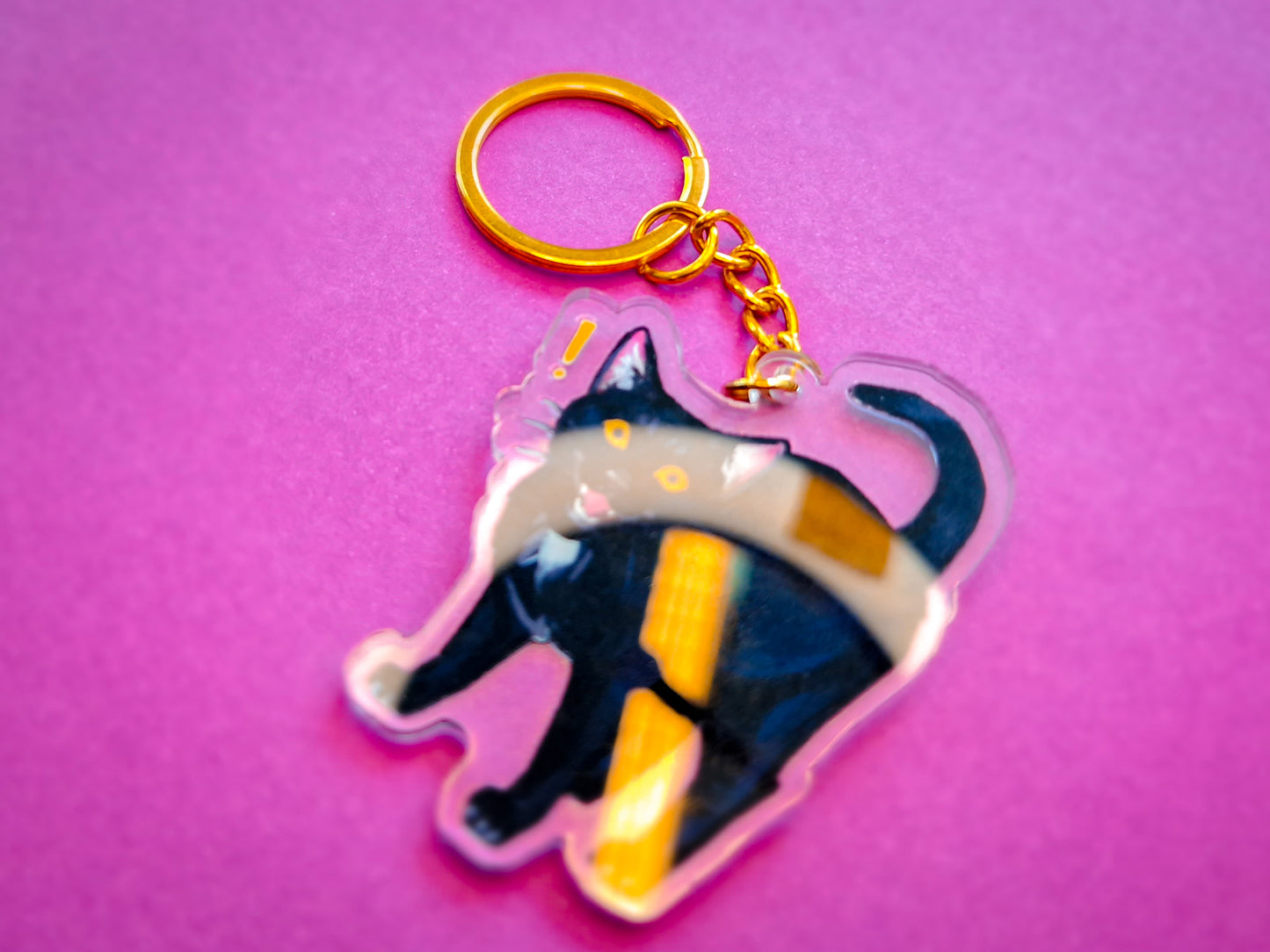 Screaming Black Cat Keychain