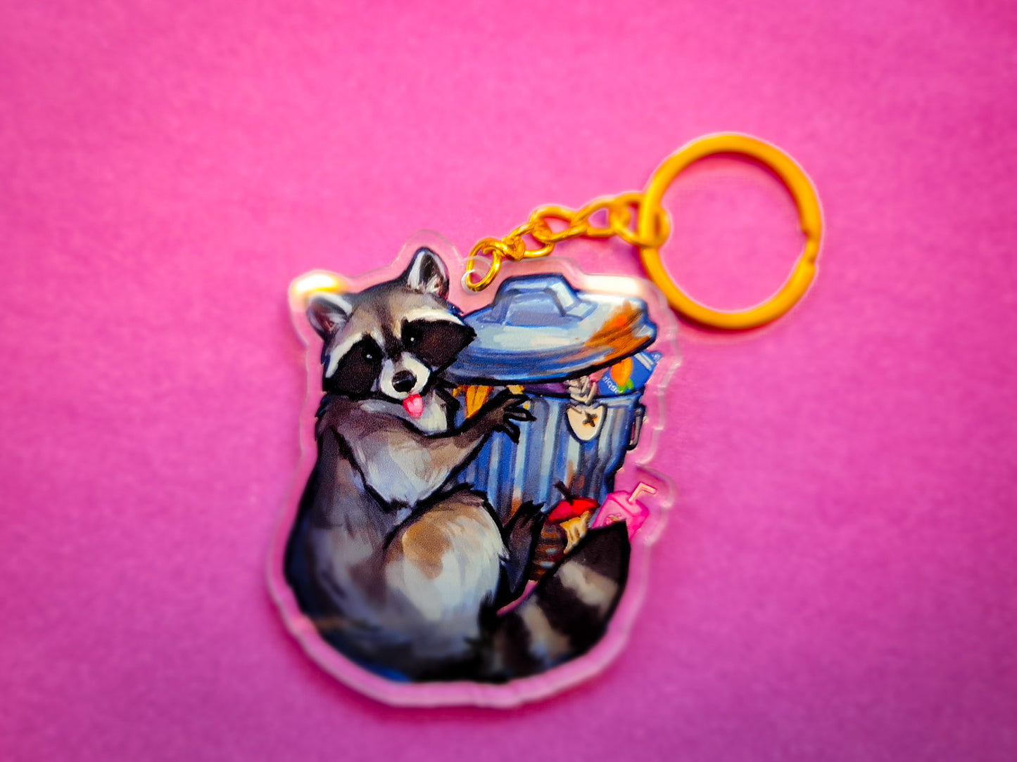 Trashcan Raccoon Keychain