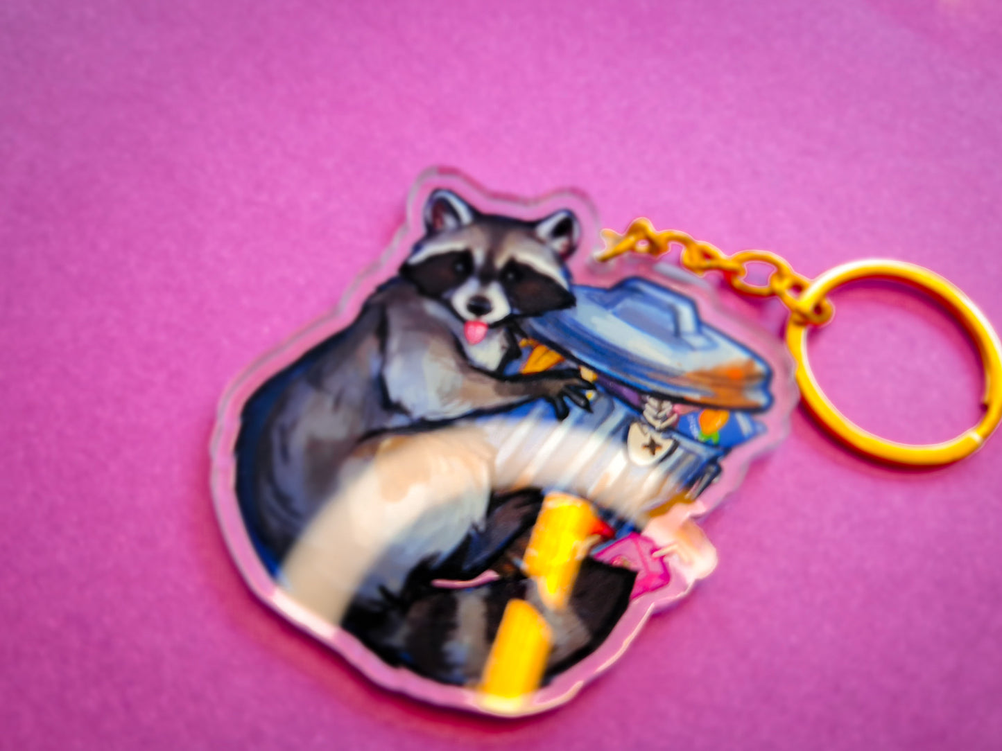 Trashcan Raccoon Keychain