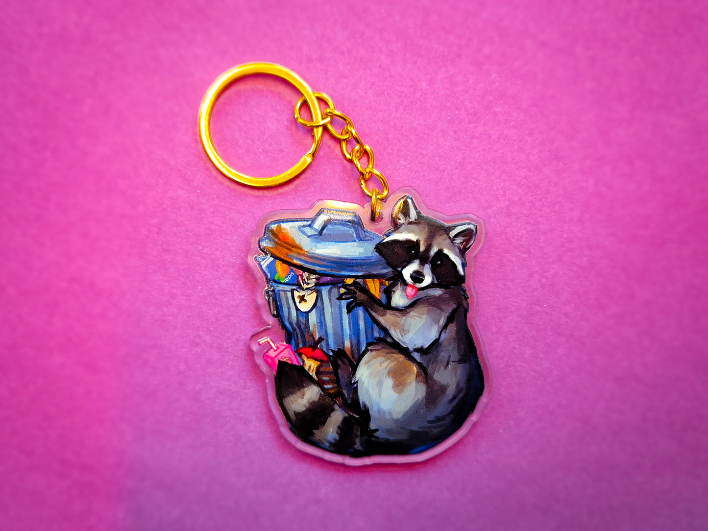 Trashcan Raccoon Keychain