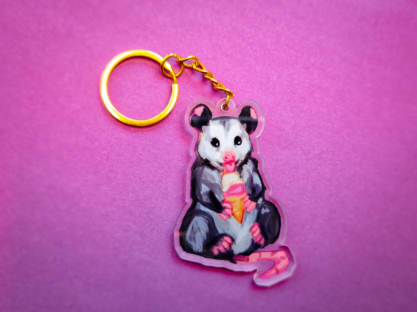 Ice Cream Possum Keychain