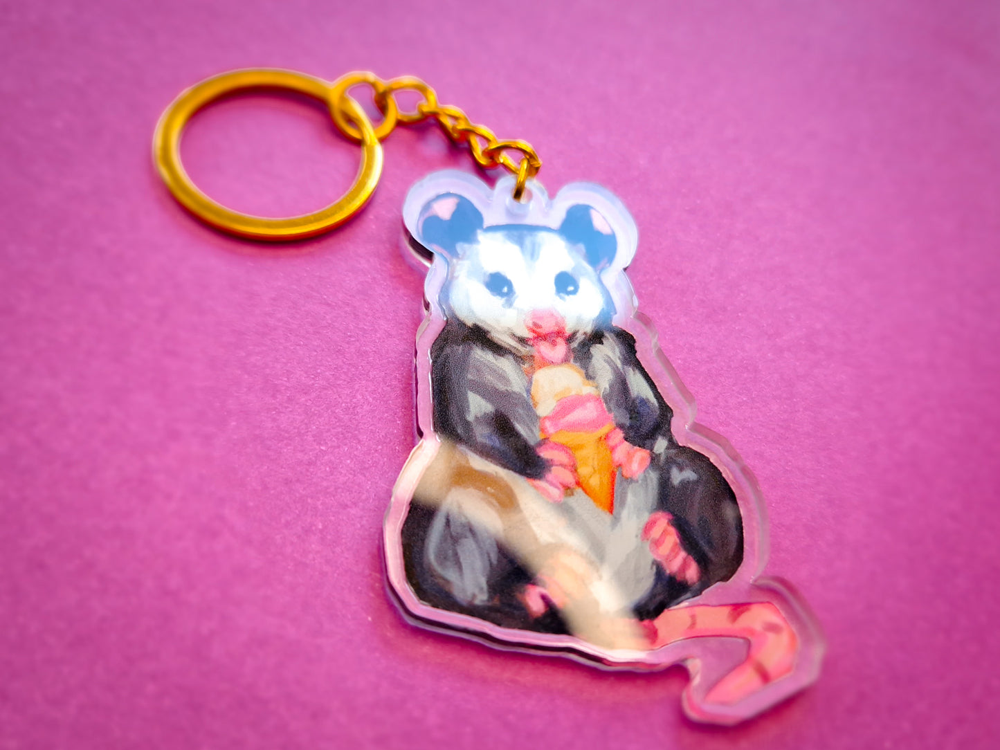 Ice Cream Possum Keychain