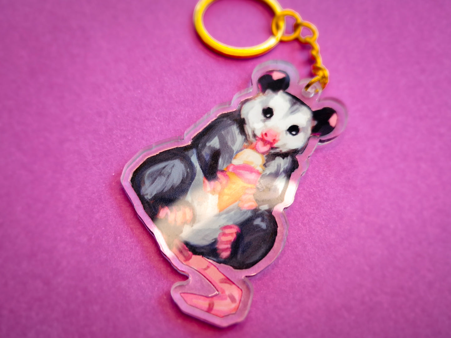 Ice Cream Possum Keychain