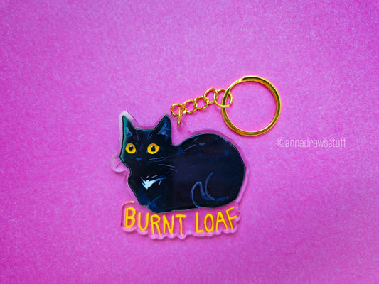 Burnt Loaf Black Cat Keychain