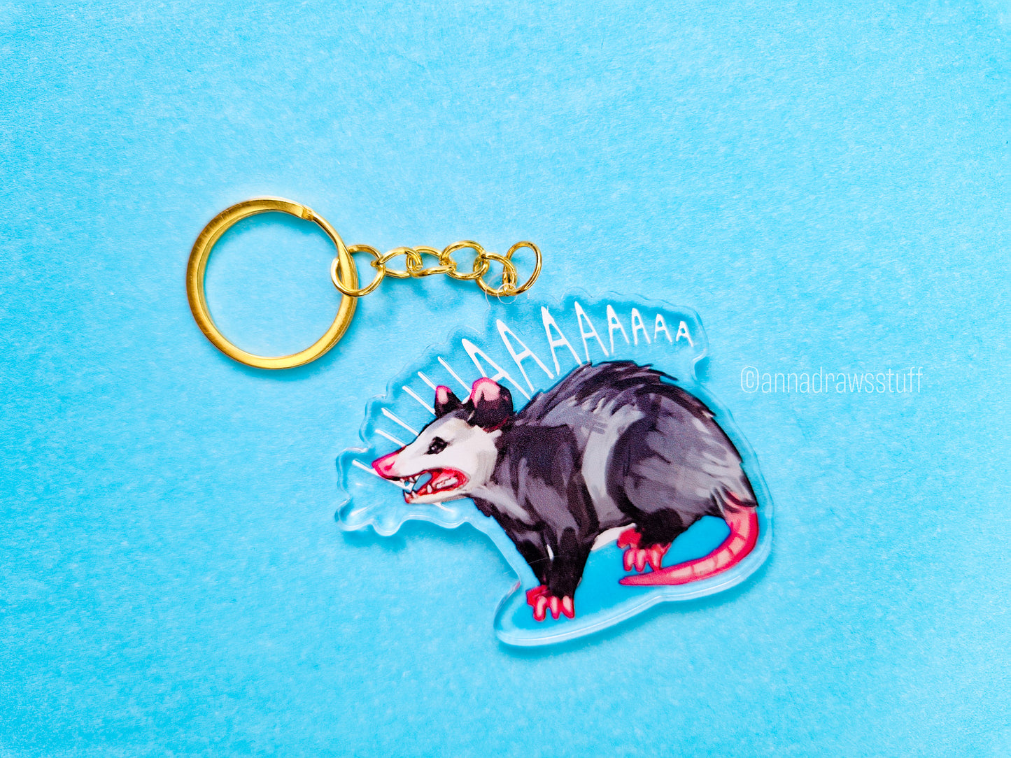 Screaming Opossum Keychain